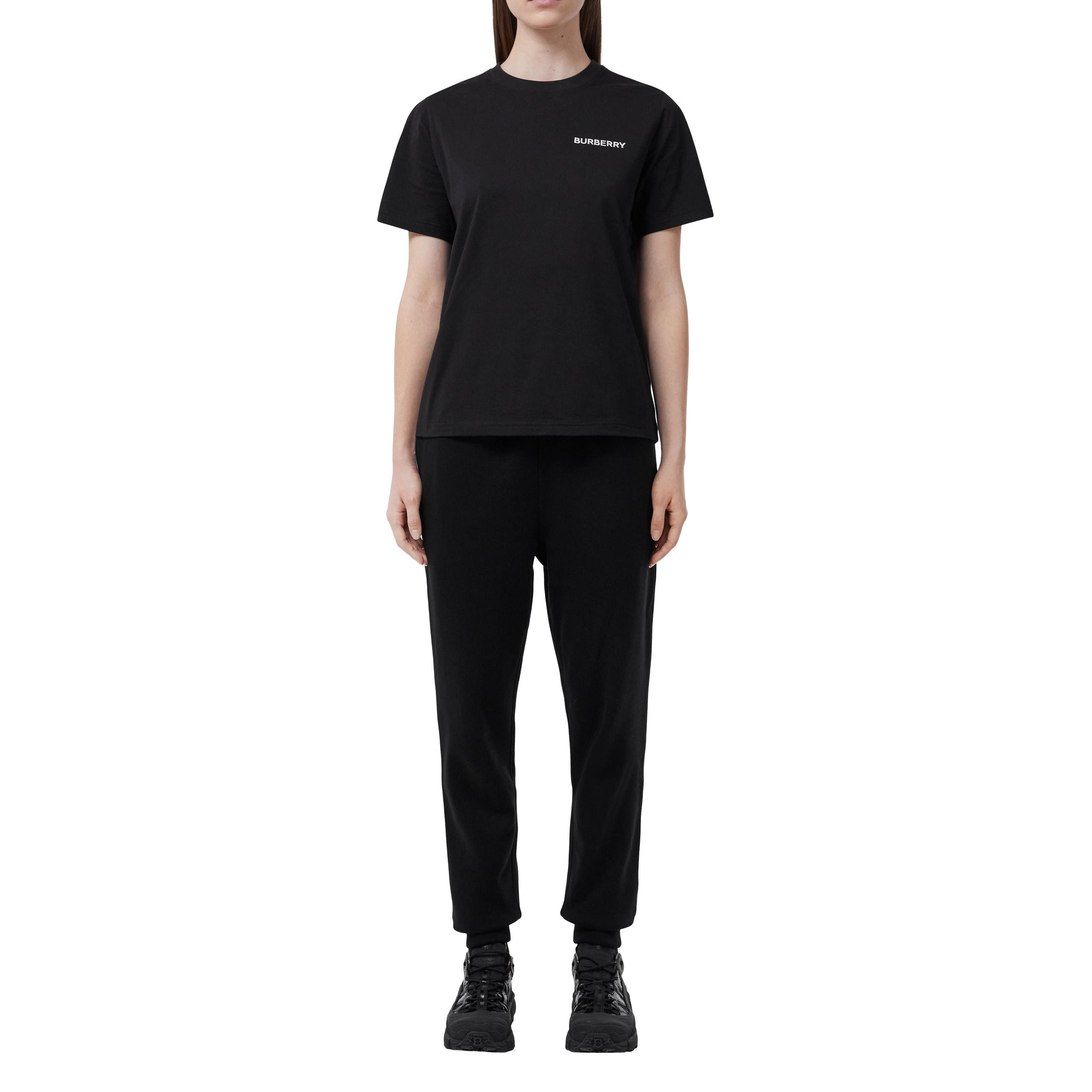 Wide embroidery jogging trousers - Black