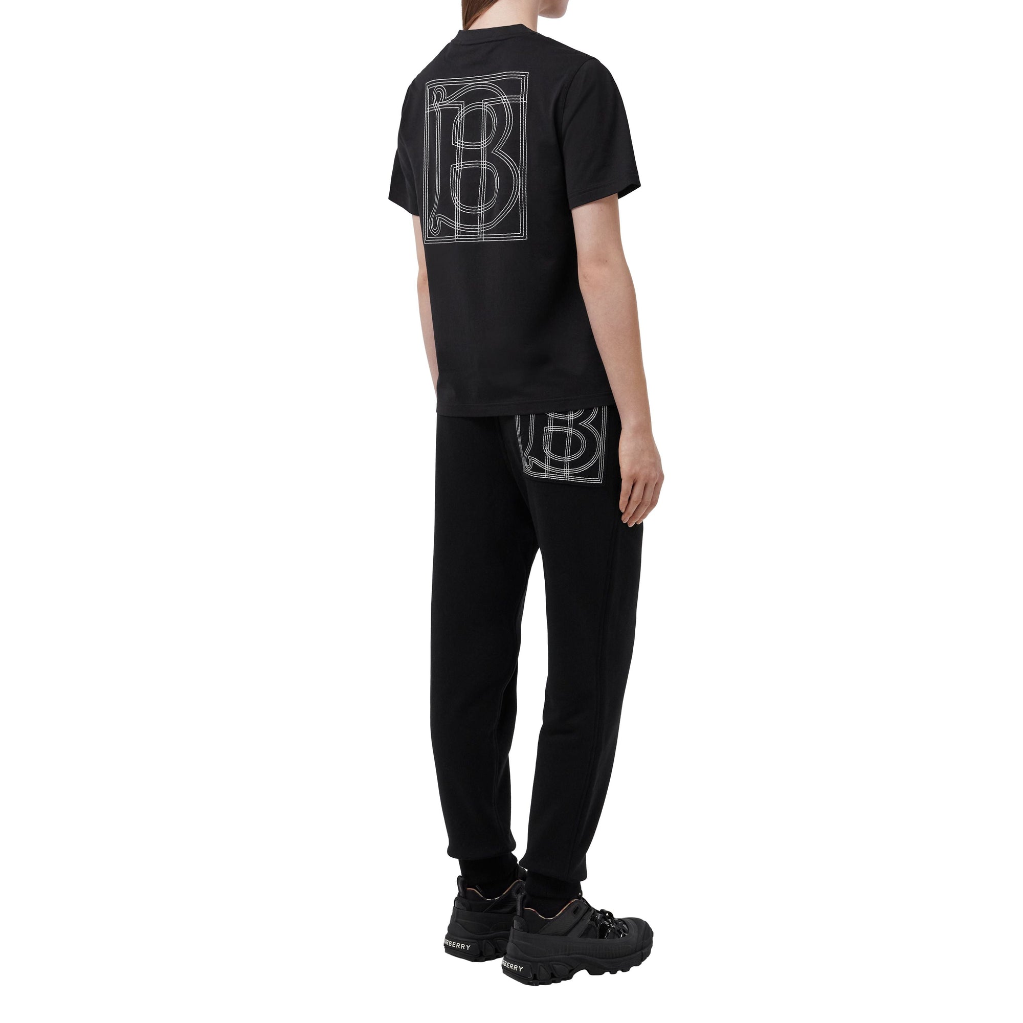 Wide embroidery jogging trousers - Black