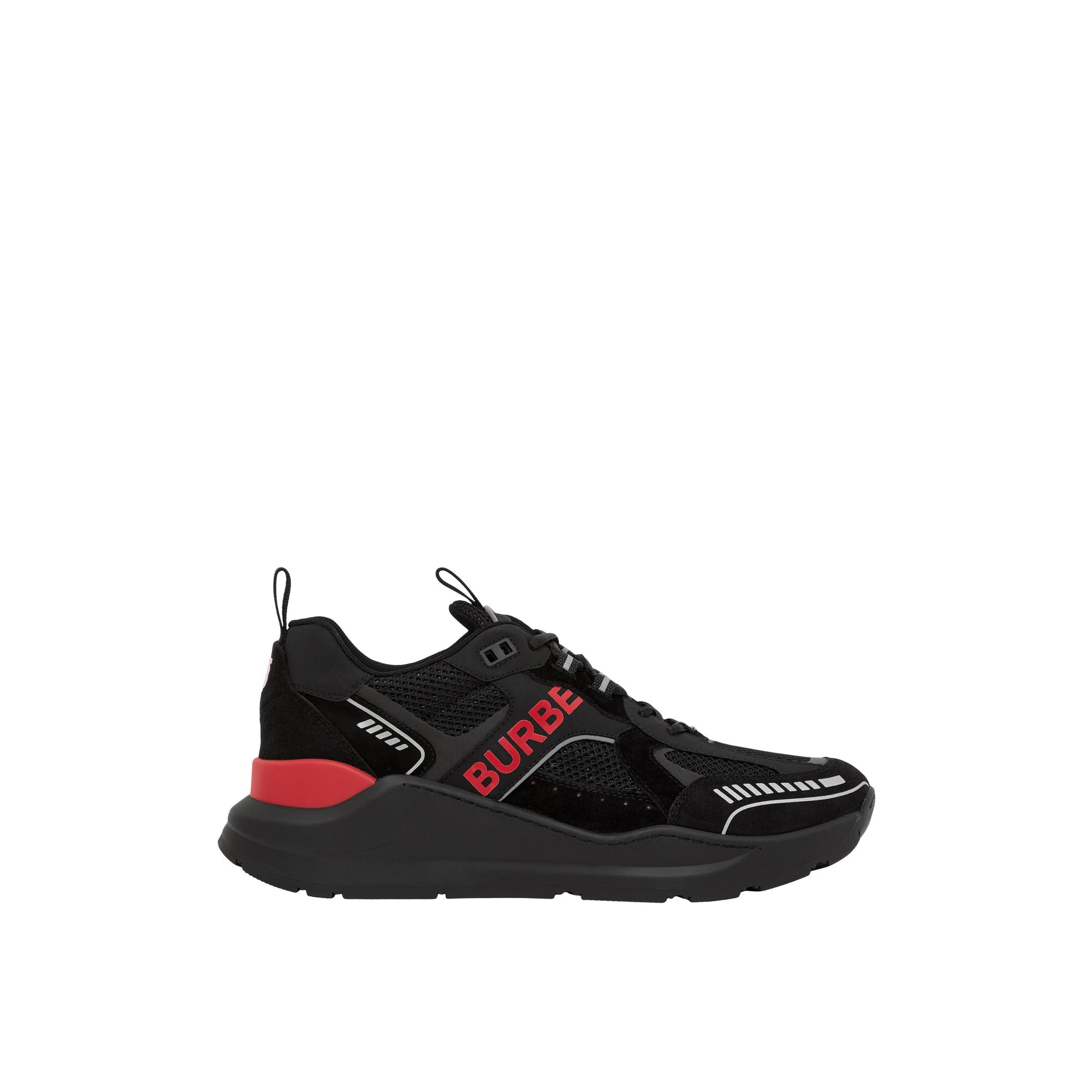 1 qty Sneakers en cuir velours et mesh à logo - Black & Bright Red