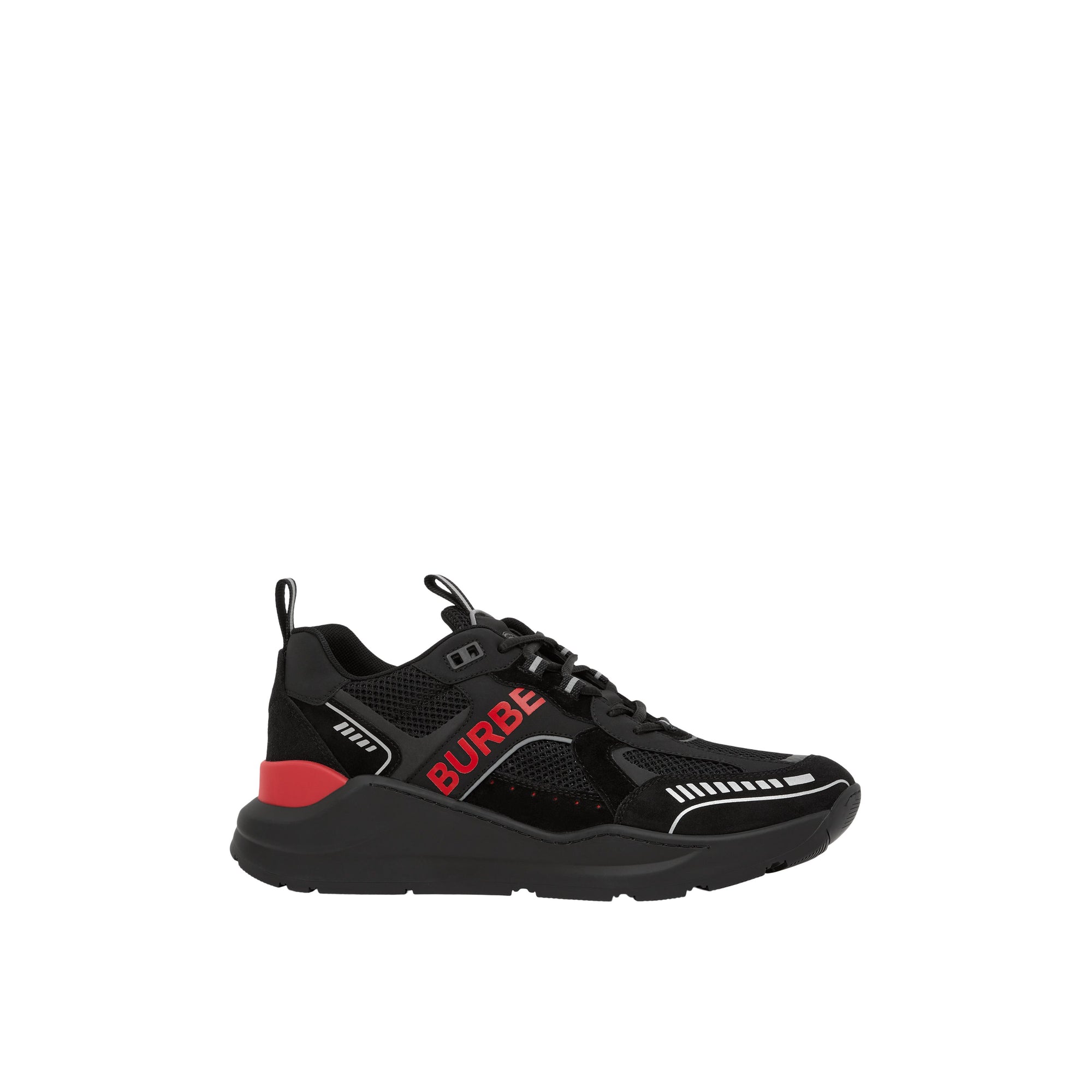 1 qty Sneakers en cuir velours et mesh à logo - Black & Bright Red