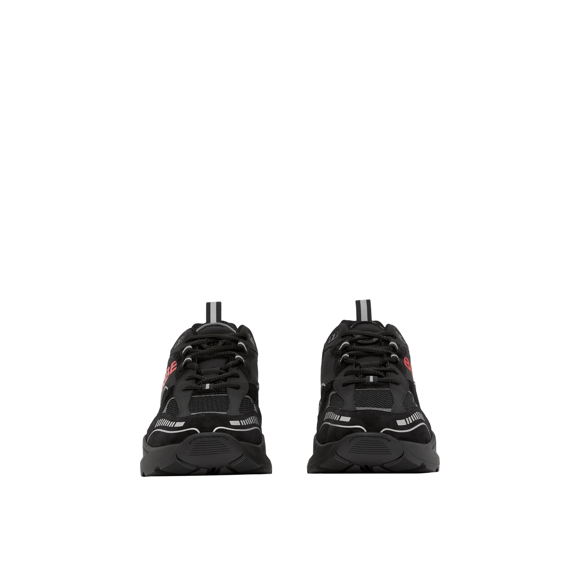 1 qty Sneakers en cuir velours et mesh à logo - Black & Bright Red