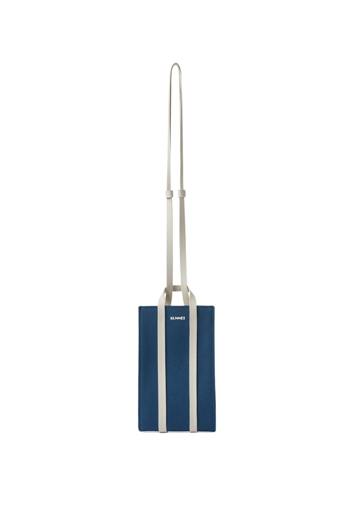 Parallelepiped shoulder bag for iPhone - Petrol Blue & White