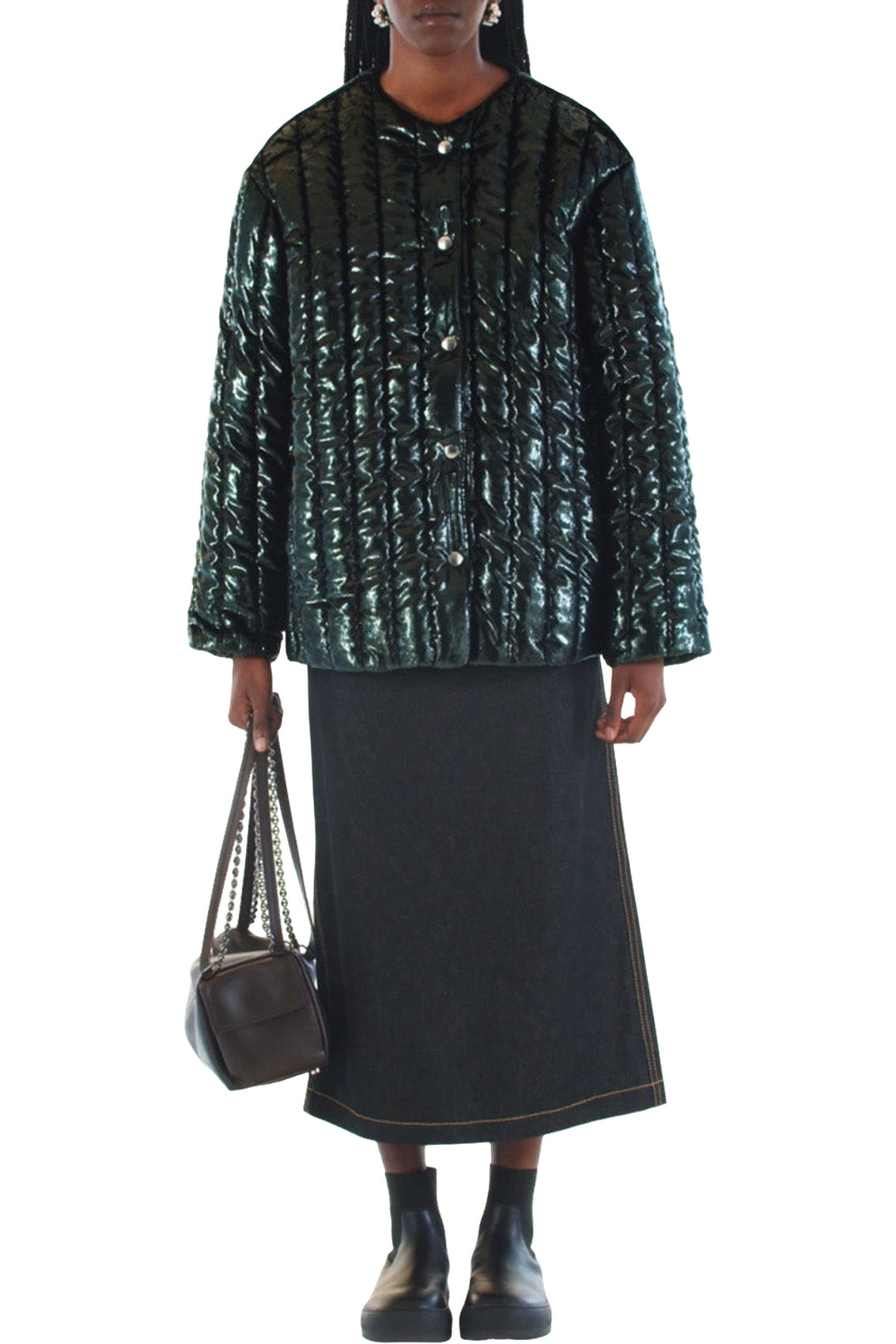 Glitter quilted jacket - Green