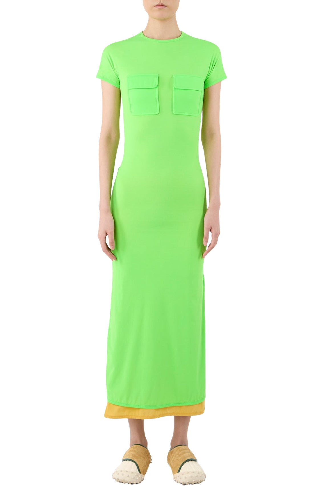 Midi dress with pockets - Fluo Green