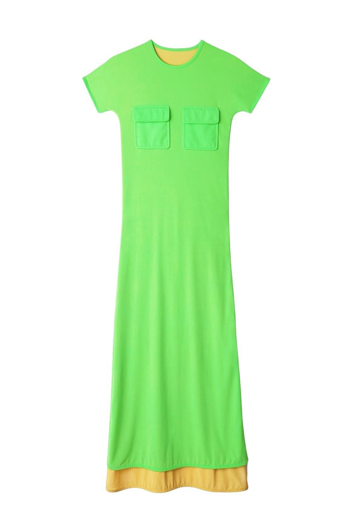 Midi dress with pockets - Fluo Green