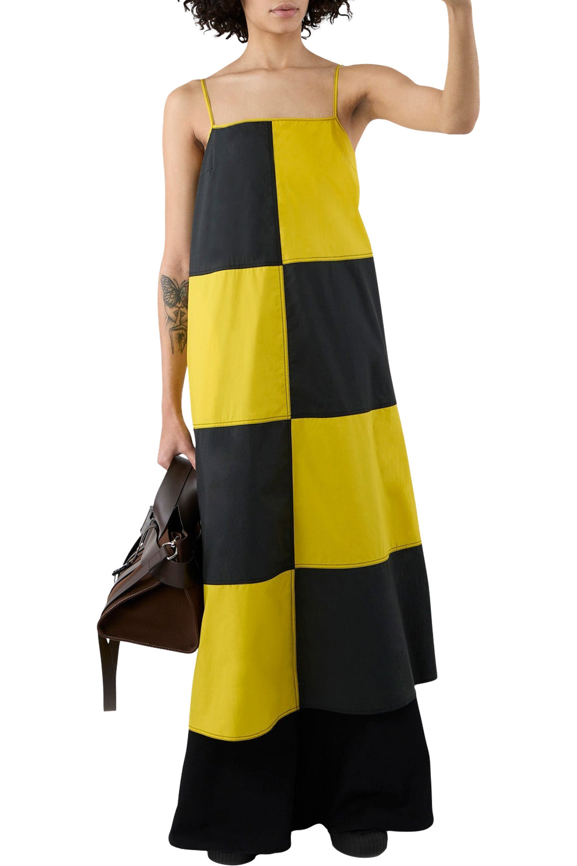 Checked maxi dress - Petrol Blue & Yellow