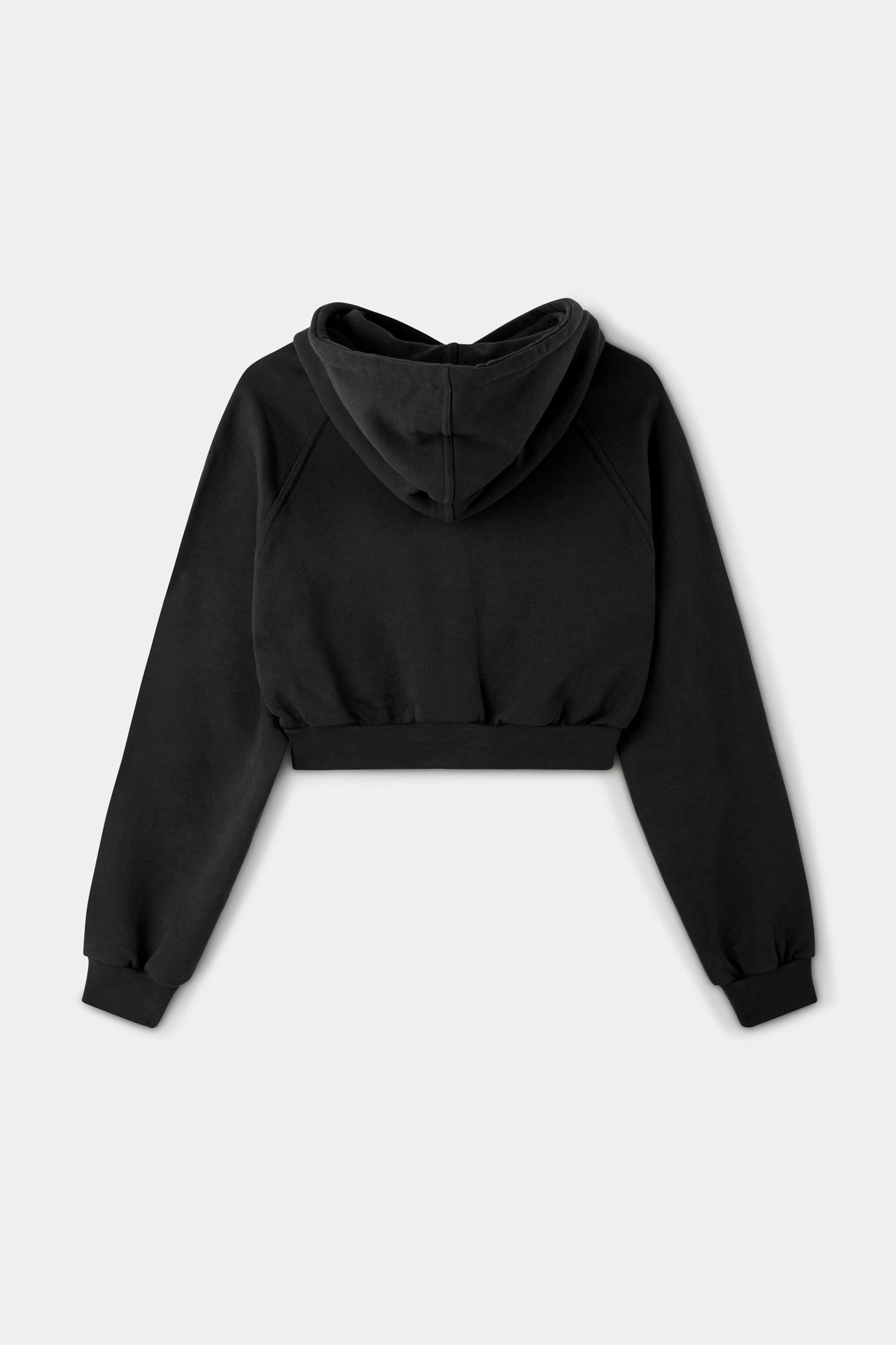 Embroidered short hoodie - Black