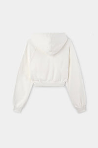 Embroidered short hoodie - Dust