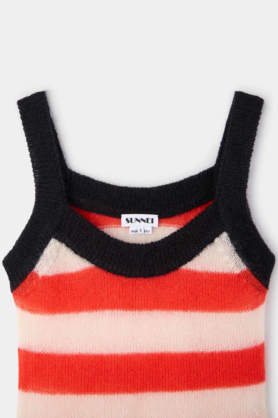 Silk knitted tank top - Cream & Bright Red