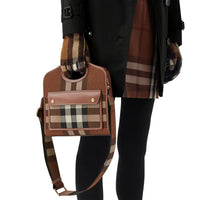 Shoulder strap with Exaggerated Check pattern - Dark Birch Brown