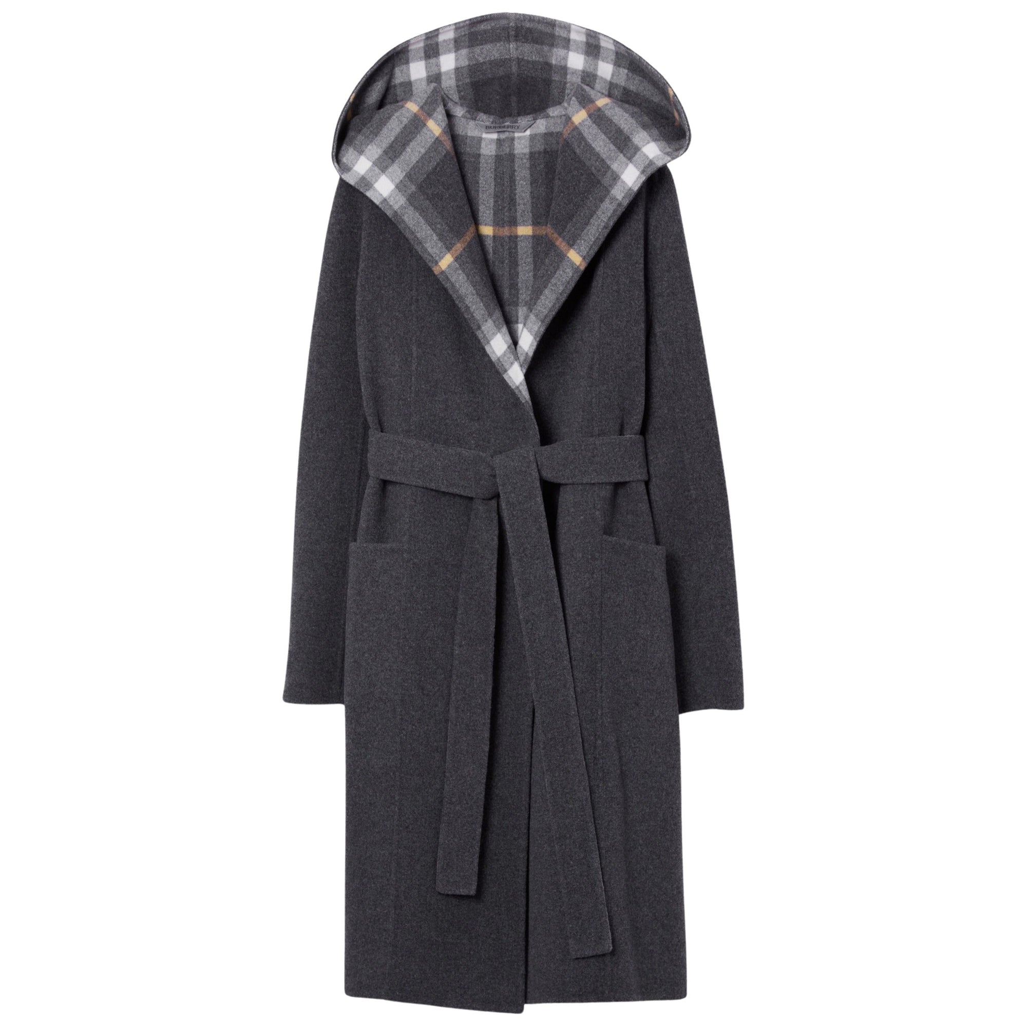 3 qty Manteau portefeuille à capuche en laine - Charcoal & Grey Check