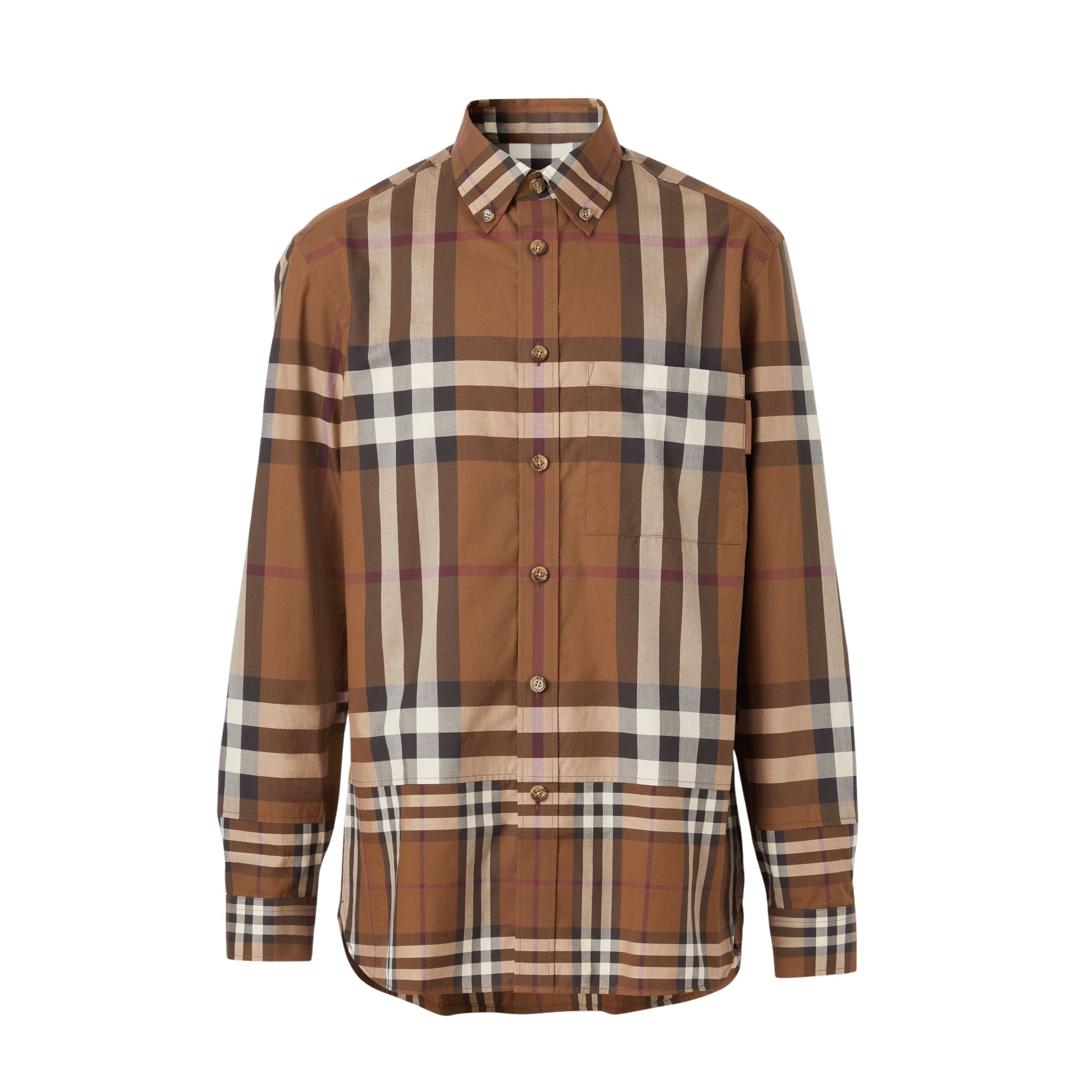 Contrast check cotton shirt - Dark Birch Brown Check