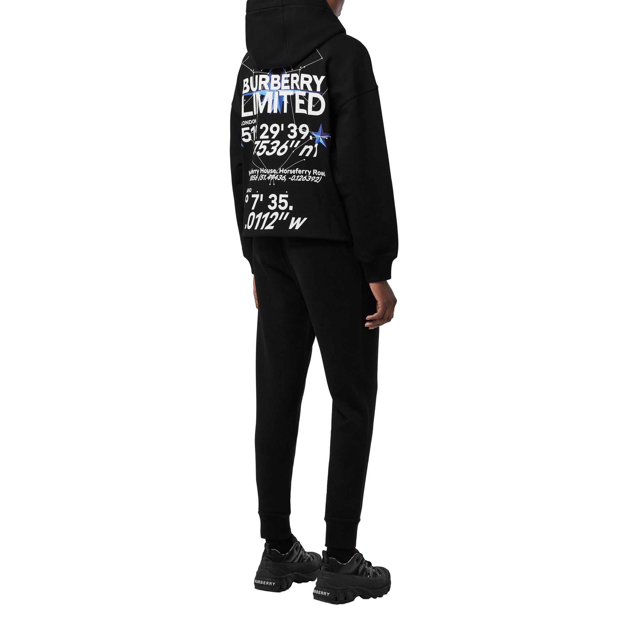 1 qty Sweat à capuche oversize imprimé constellations - Black