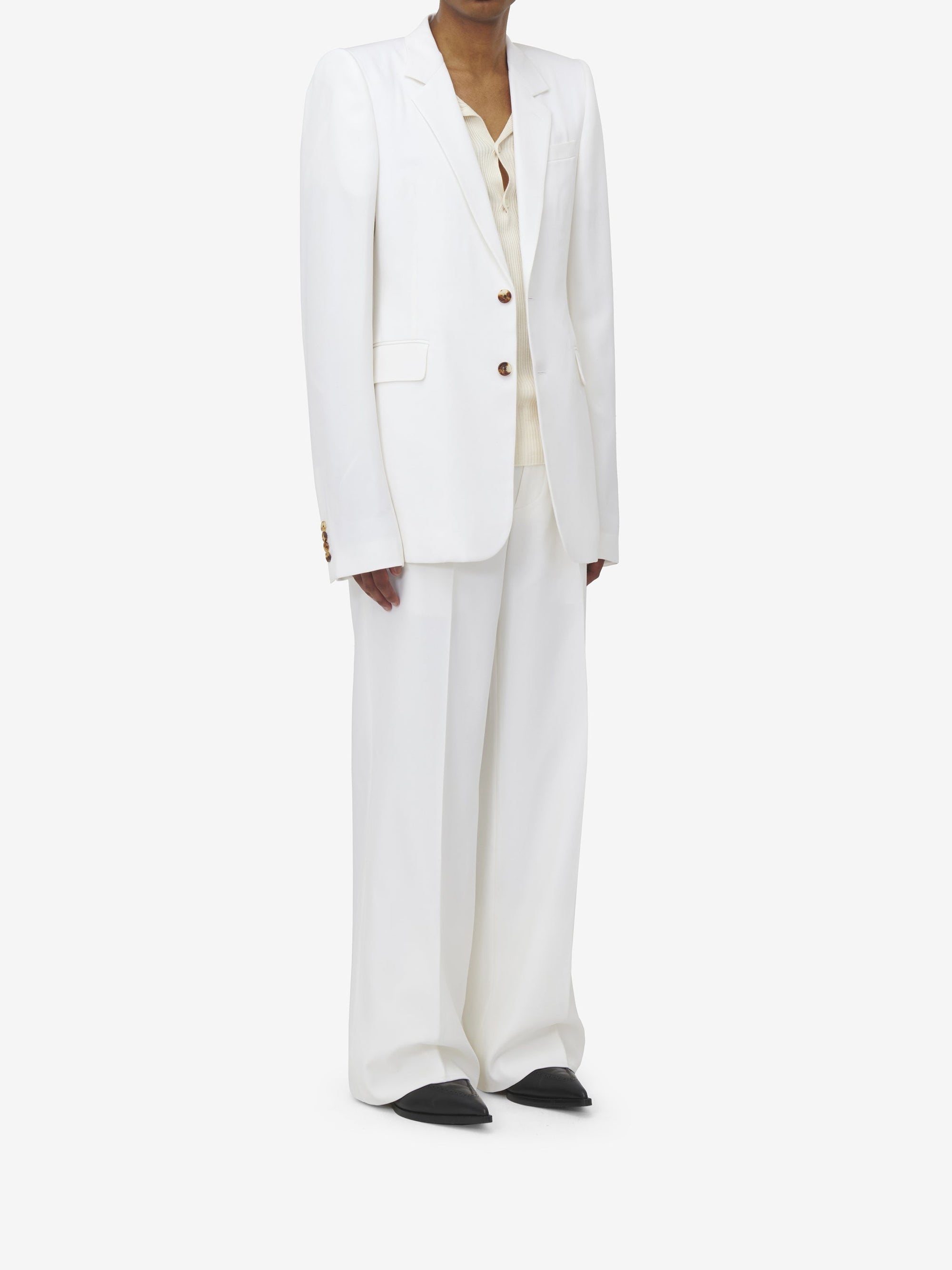 Pantalon ajusté en laine - Soft White