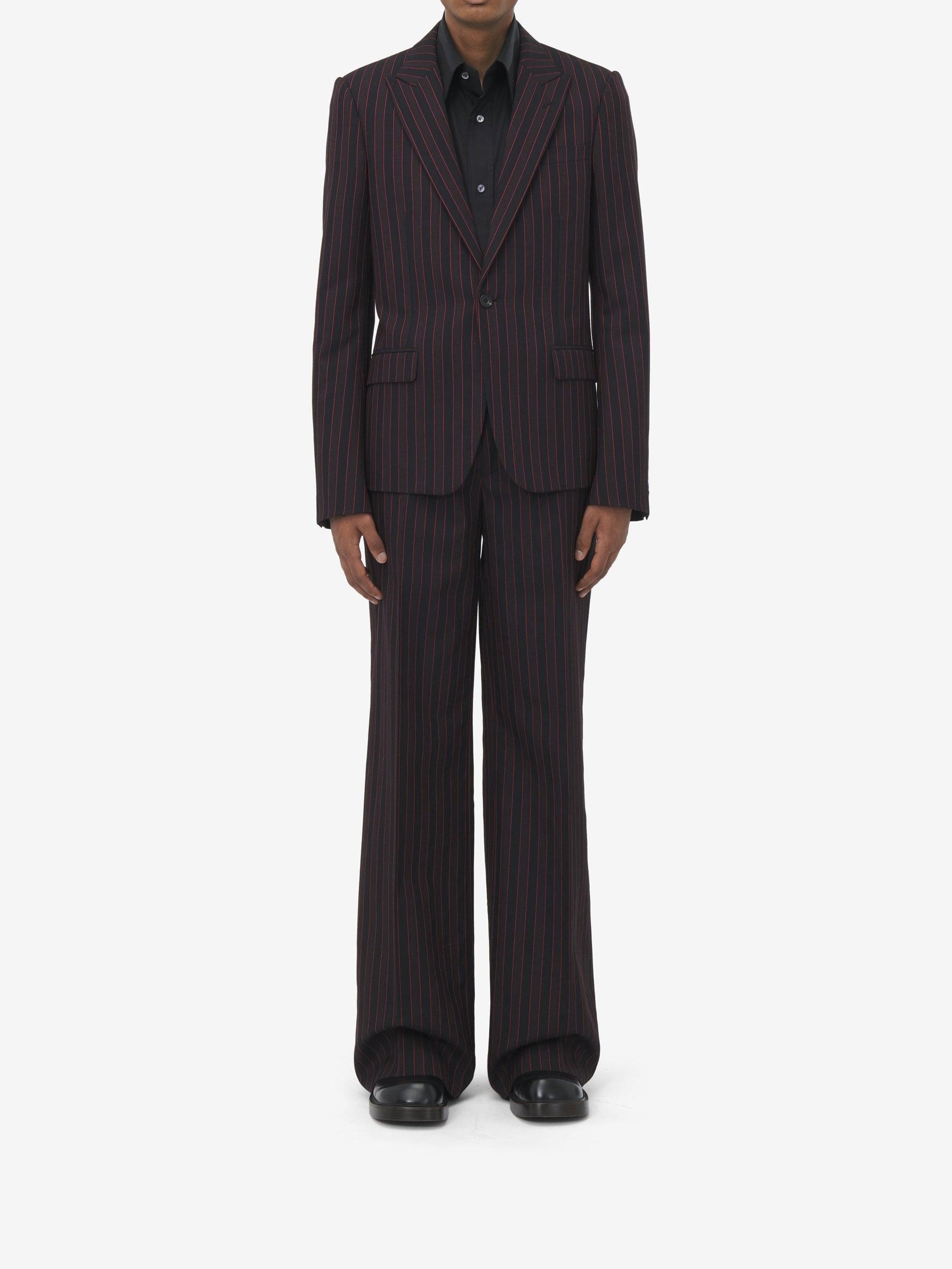 Blazer à boutonnage simple en laine - Black Bordeaux