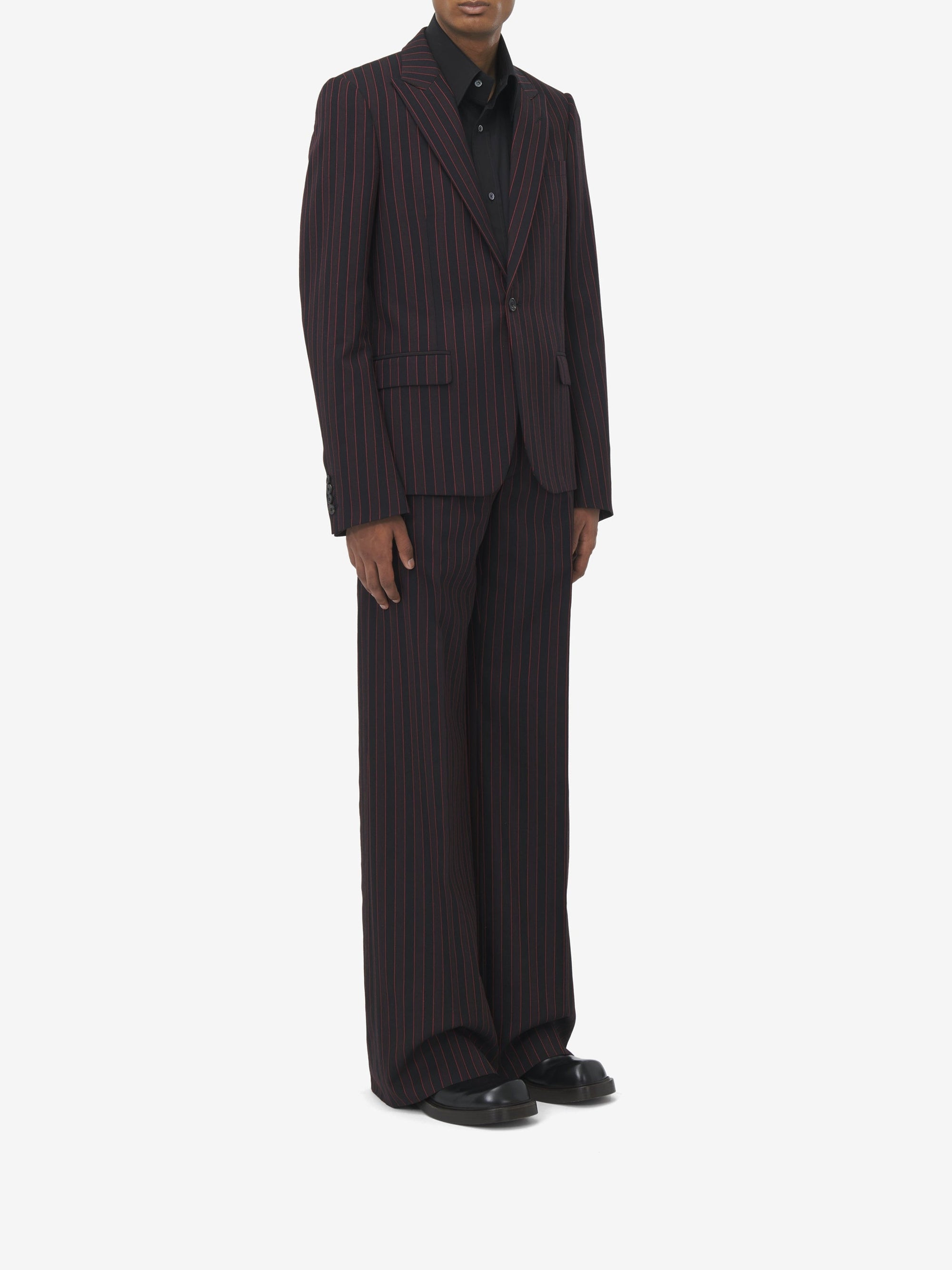 Blazer à boutonnage simple en laine - Black Bordeaux