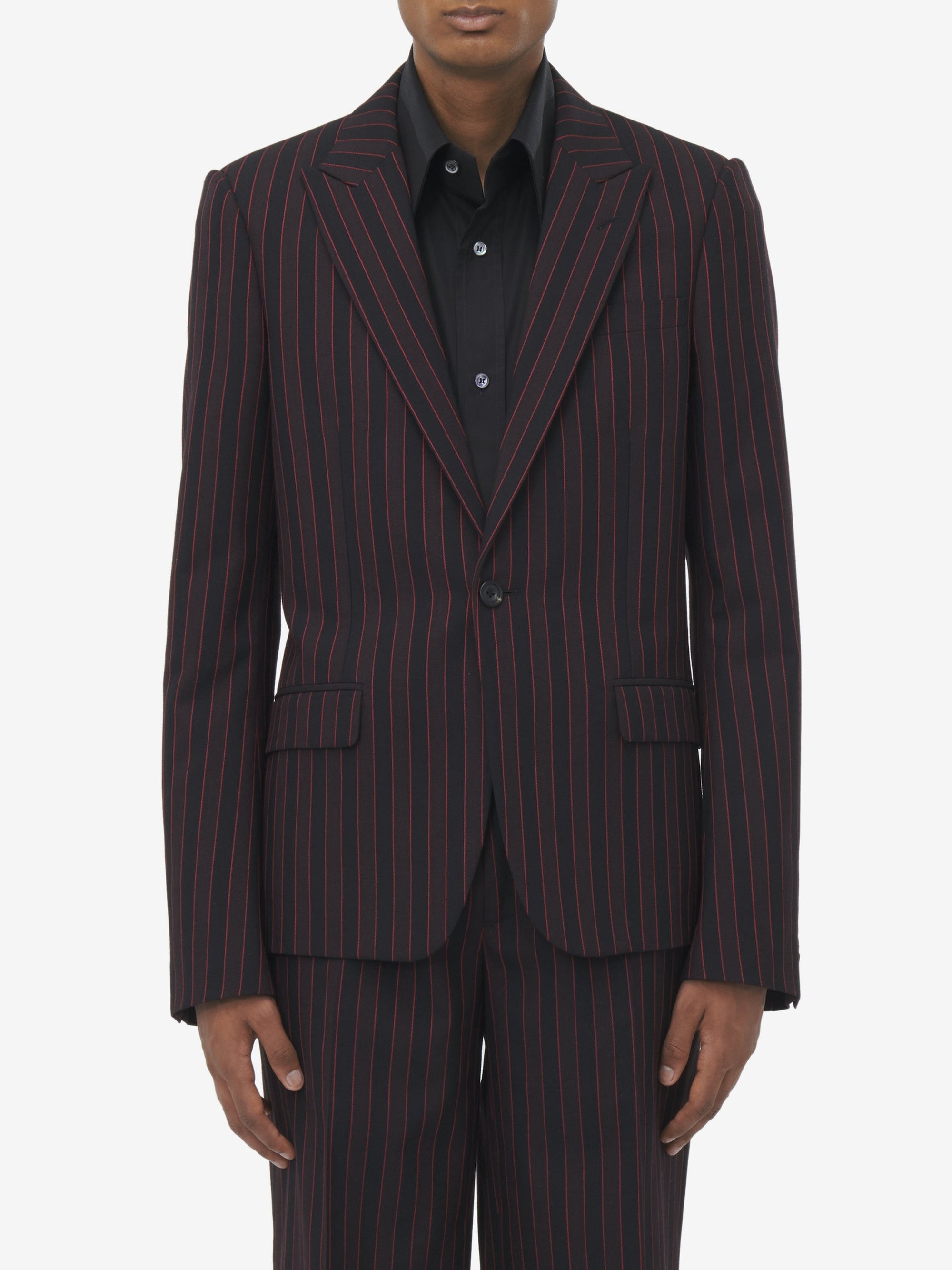 Blazer à boutonnage simple en laine - Black Bordeaux