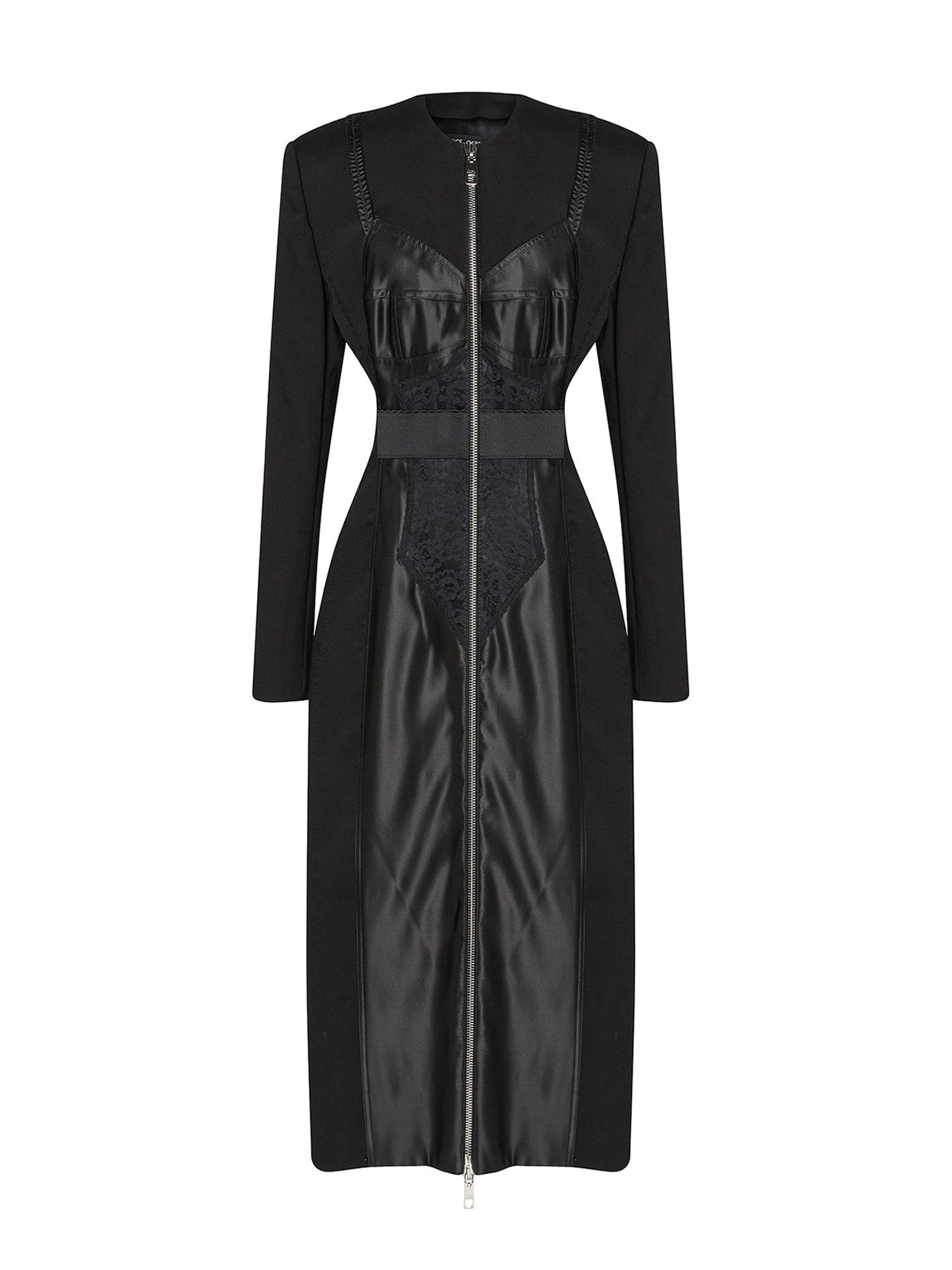 Trompe l'oeil wool dress coat - Black