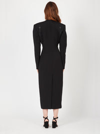 Trompe l'oeil wool dress coat - Black