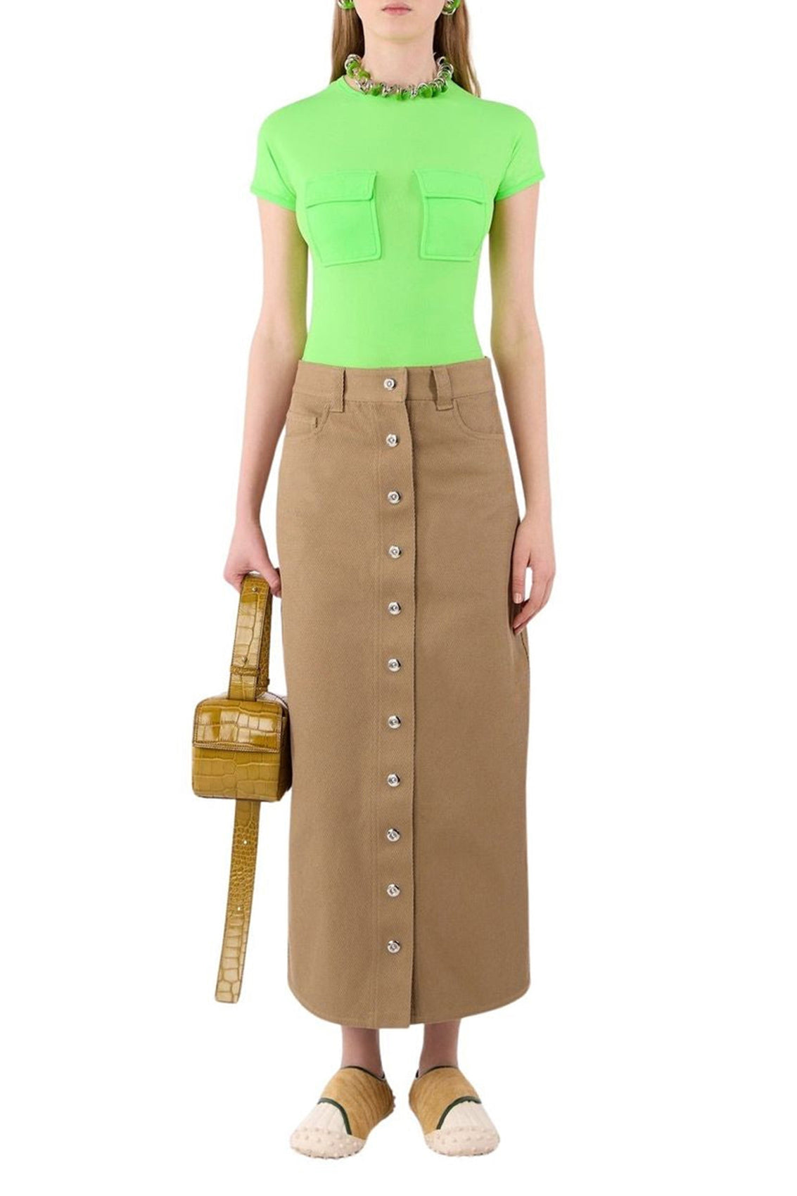 Long skirt with buttons - Beige