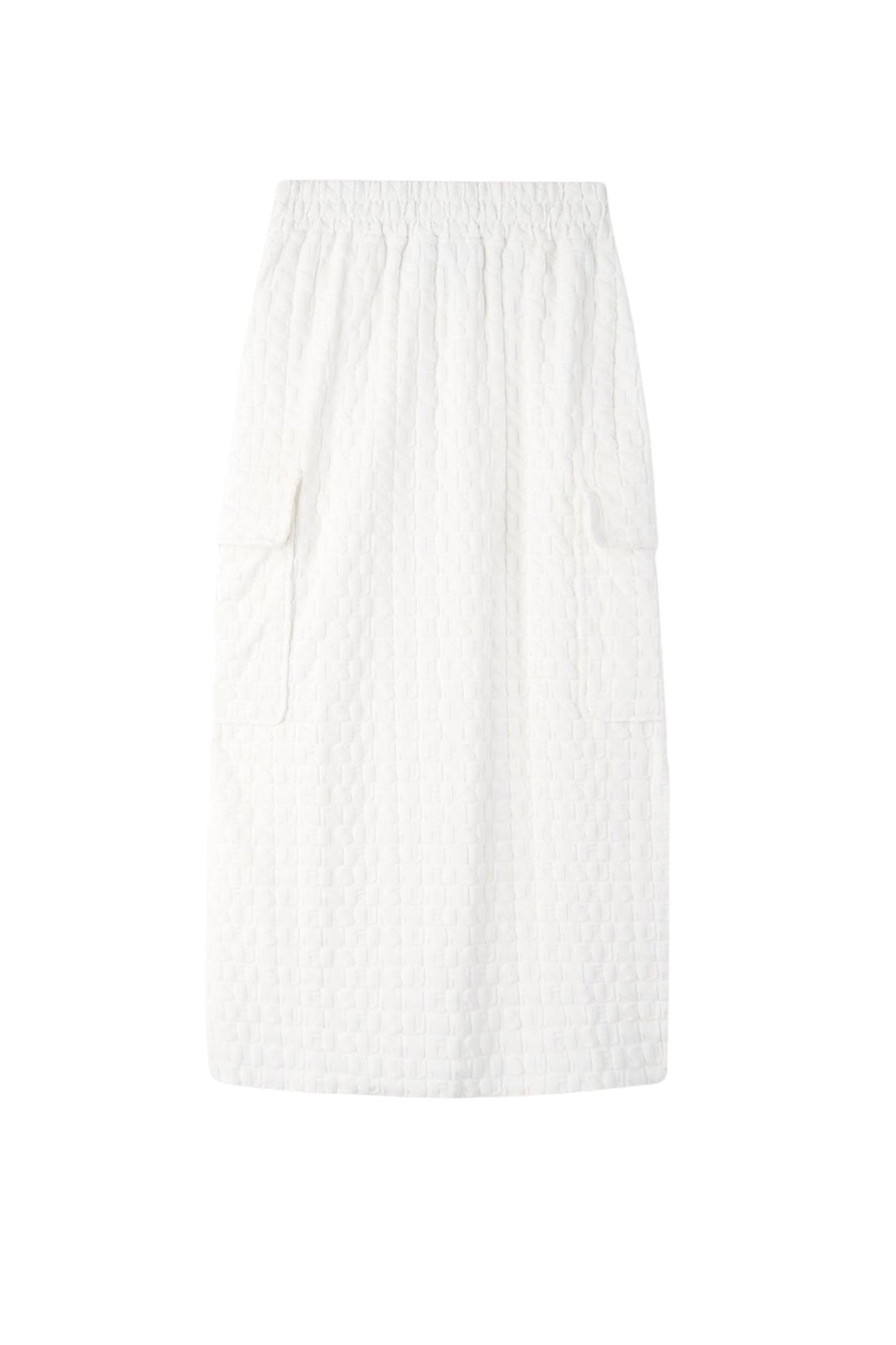Quilted cargo midi skirt - Cream