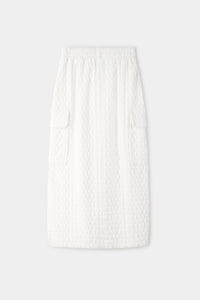 Quilted cargo midi skirt - Cream