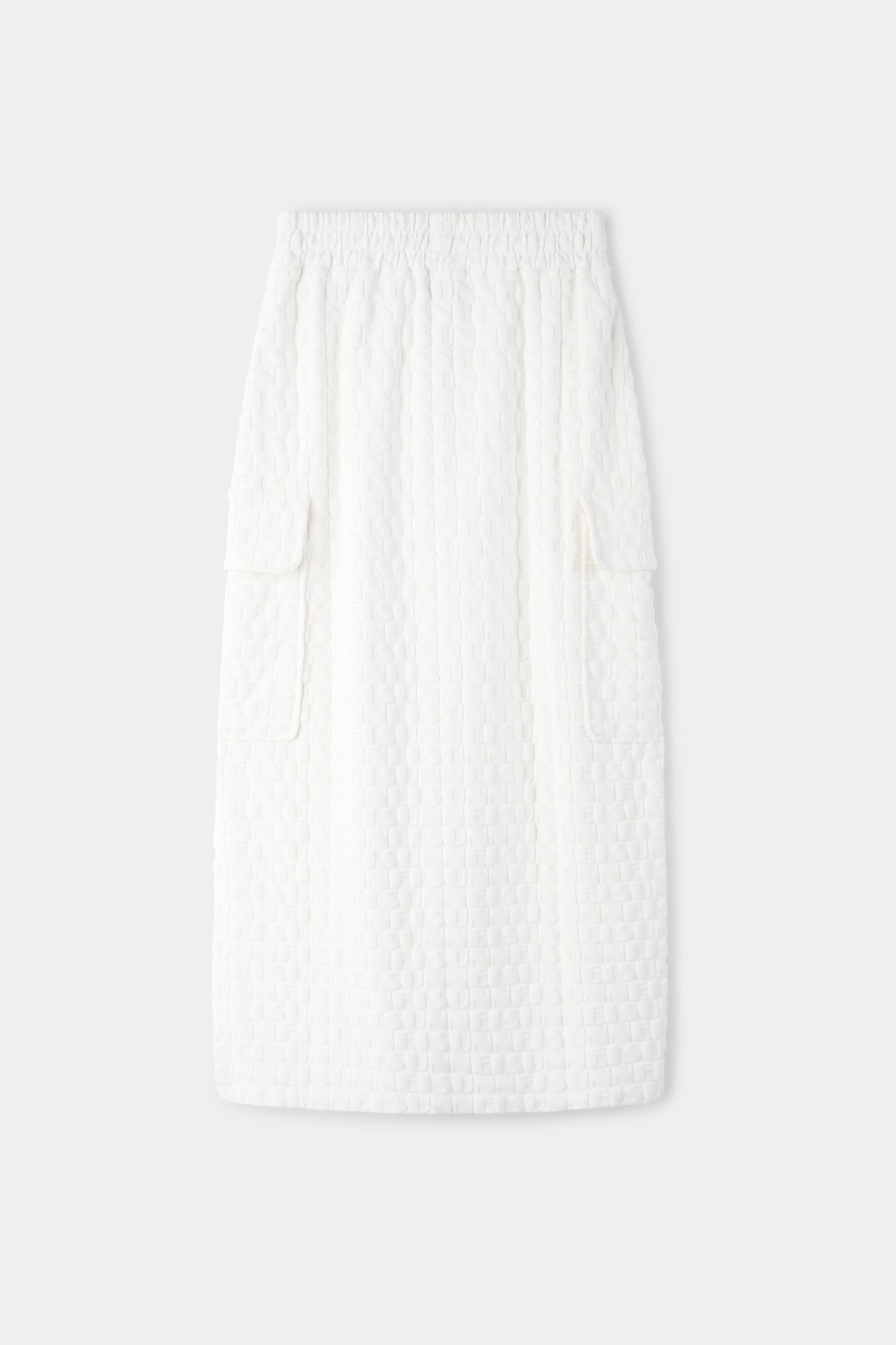 Quilted cargo midi skirt - Cream