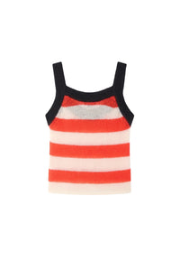 Silk knitted tank top - Cream & Bright Red