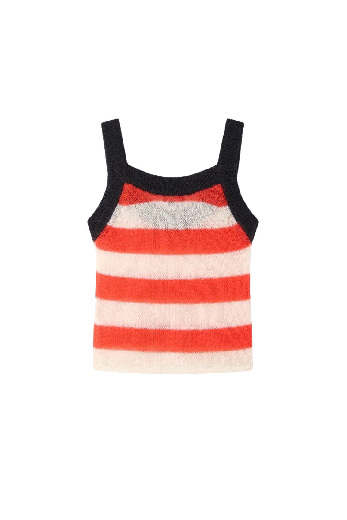Silk knitted tank top - Cream & Bright Red
