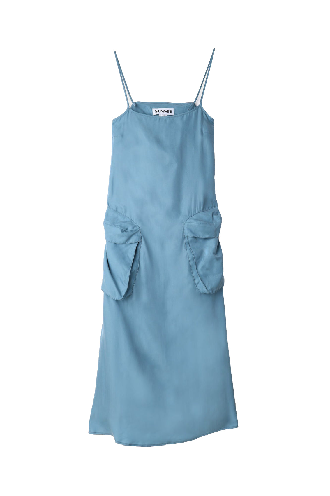 Midi dress with thin straps - Slate Blue