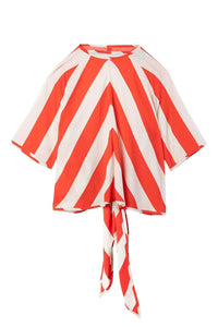 Wrap T-shirt - Red & Beige
