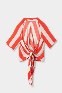 Wrap T-shirt - Red & Beige