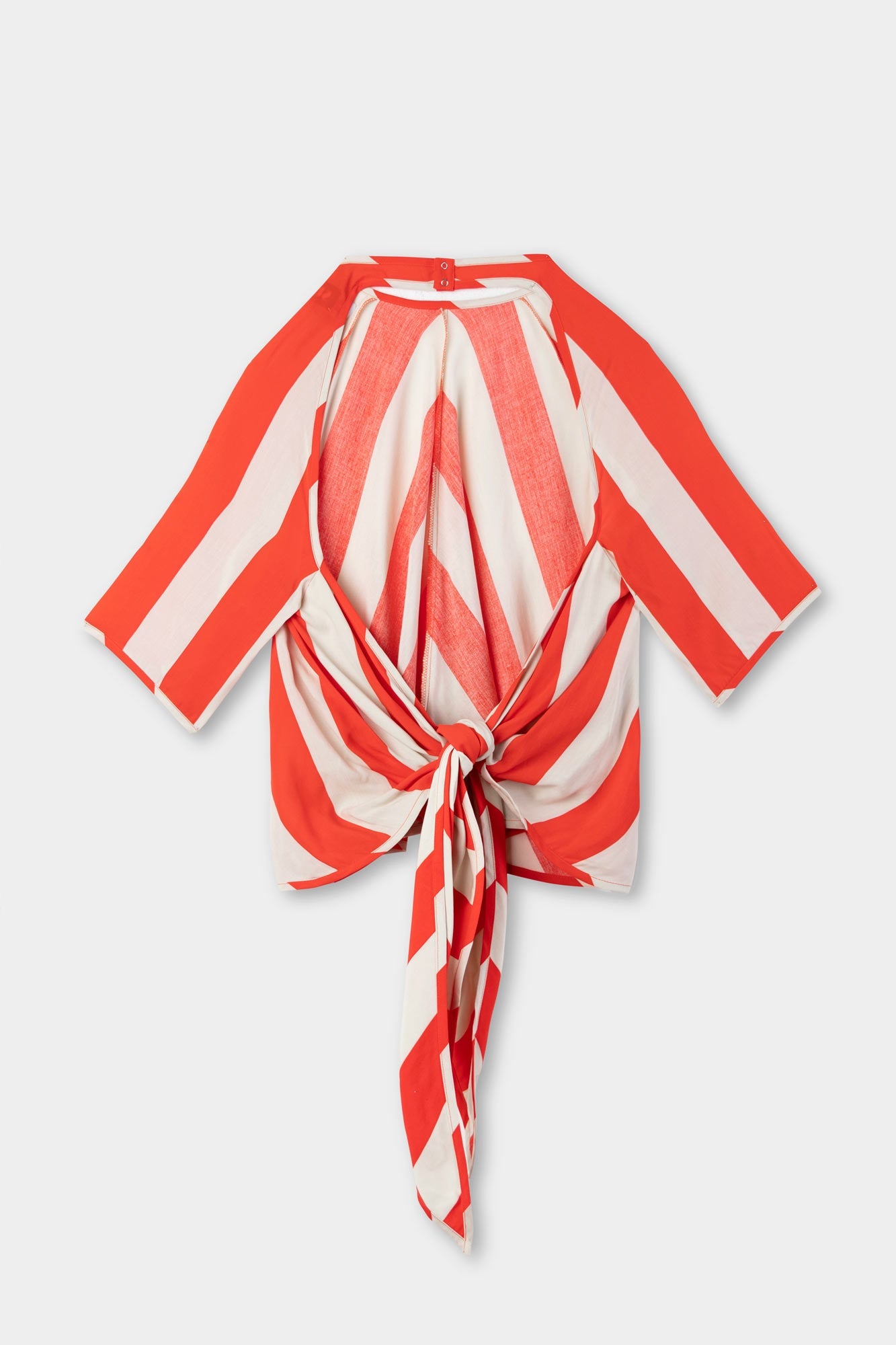 Wrap T-shirt - Red & Beige