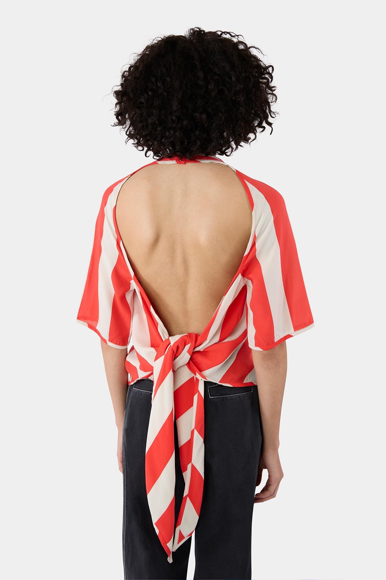 Wrap T-shirt - Red & Beige