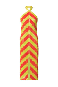 Triangle midi dress - Red & Yellow