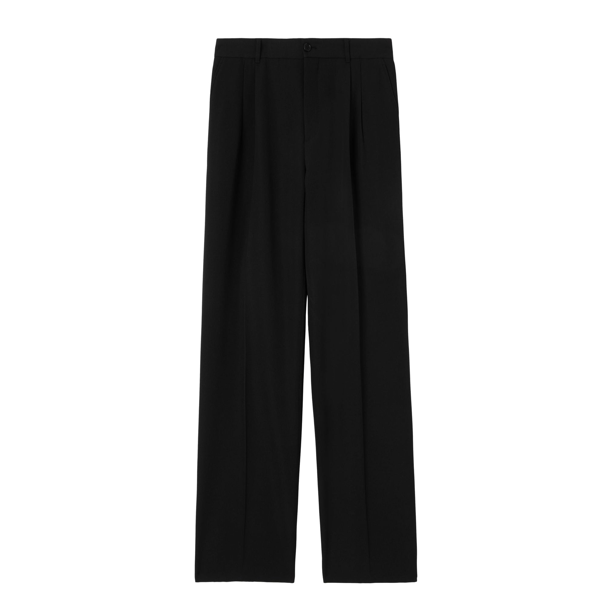 3 qty Pantalon large en sergé de laine - Black