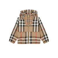 Contrast check cotton hooded jacket - Archive Beige Check