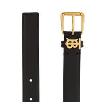 Thin initial TB leather belt - Black