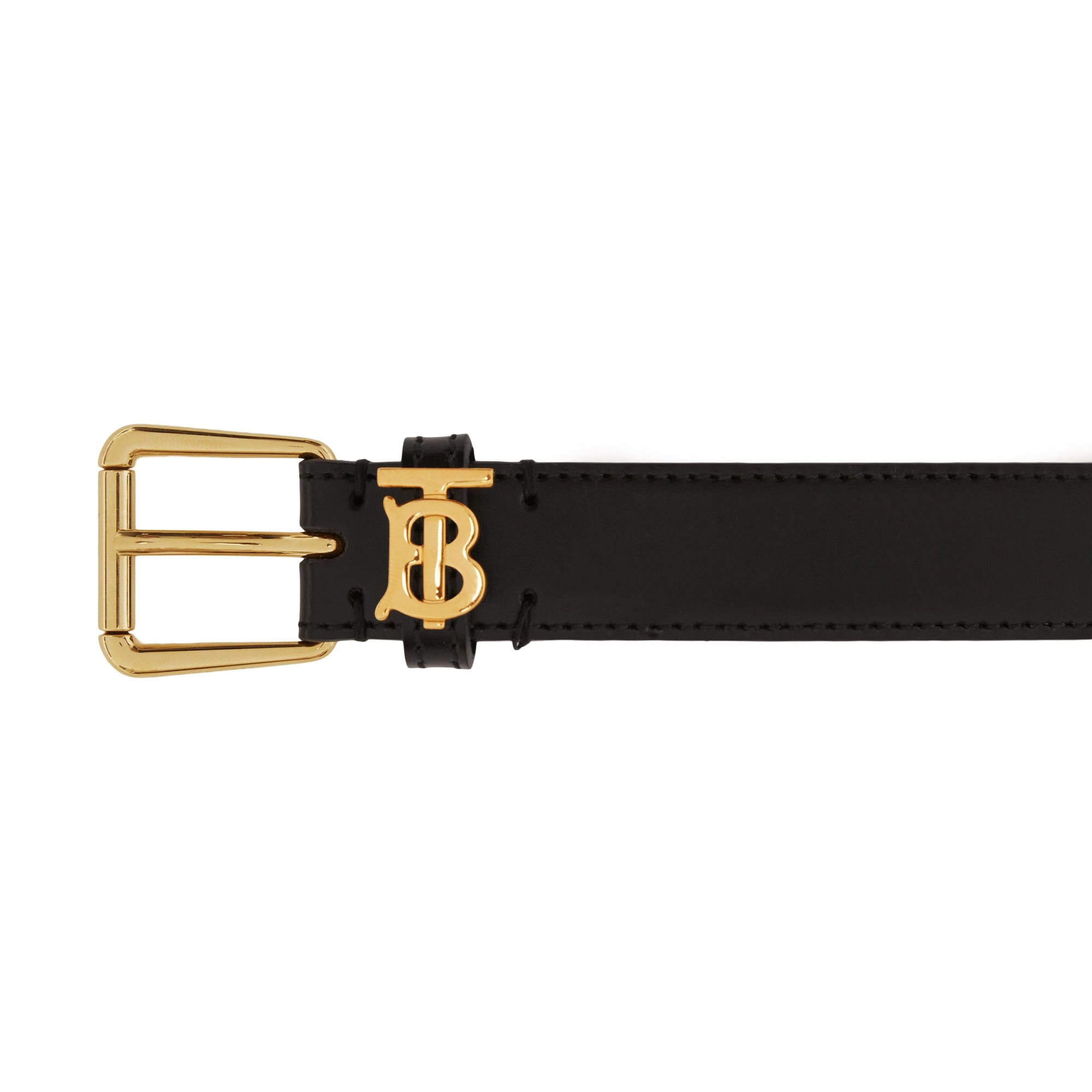 Thin initial TB leather belt - Black