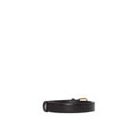 Thin initial TB leather belt - Black