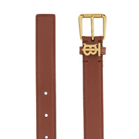 Thin initial TB leather belt - Tan