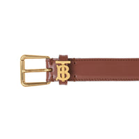 Thin initial TB leather belt - Tan