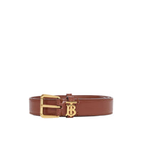 Thin initial TB leather belt - Tan