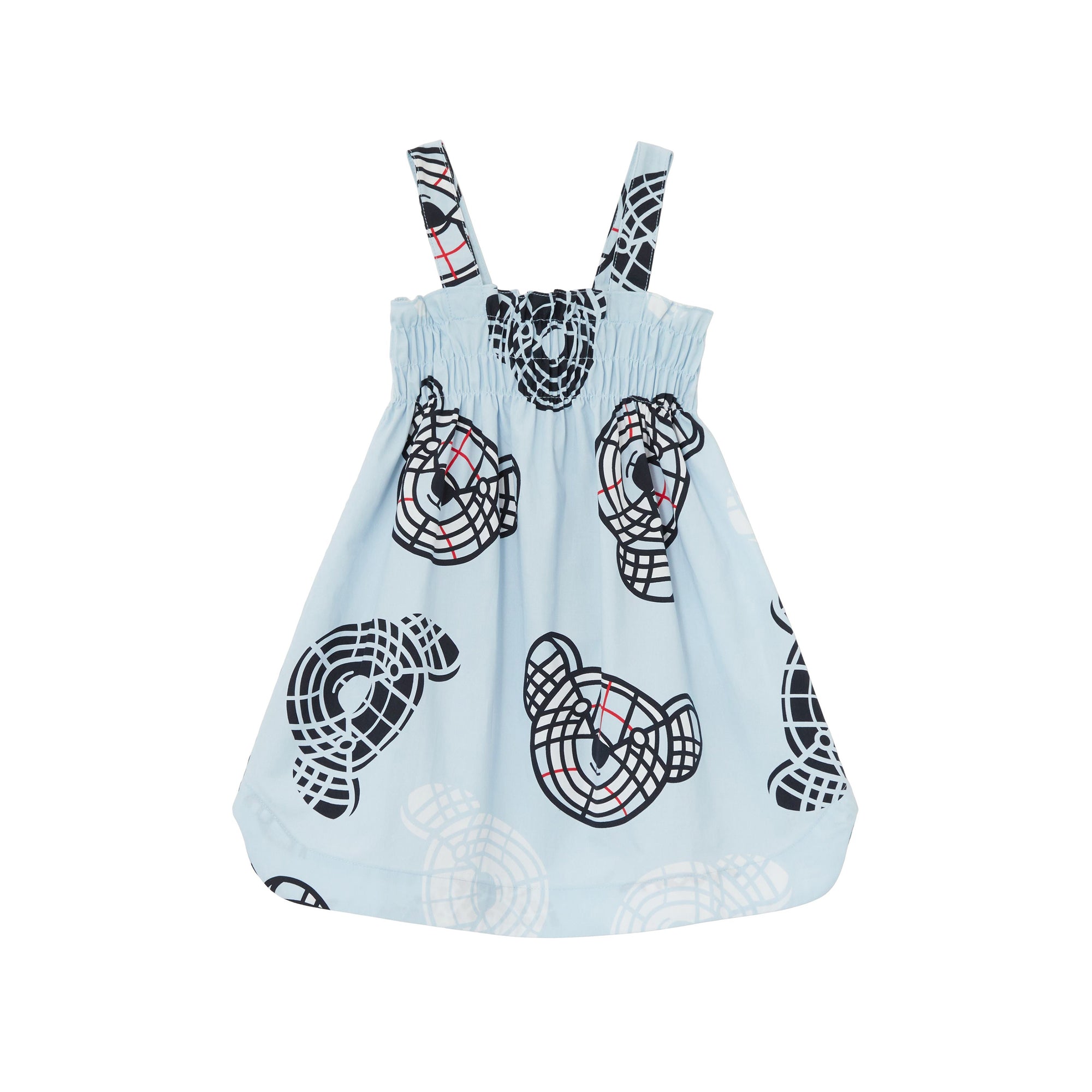 2 qty Robe à smocks en coton à imprimé Thomas Bear - Pale Blue