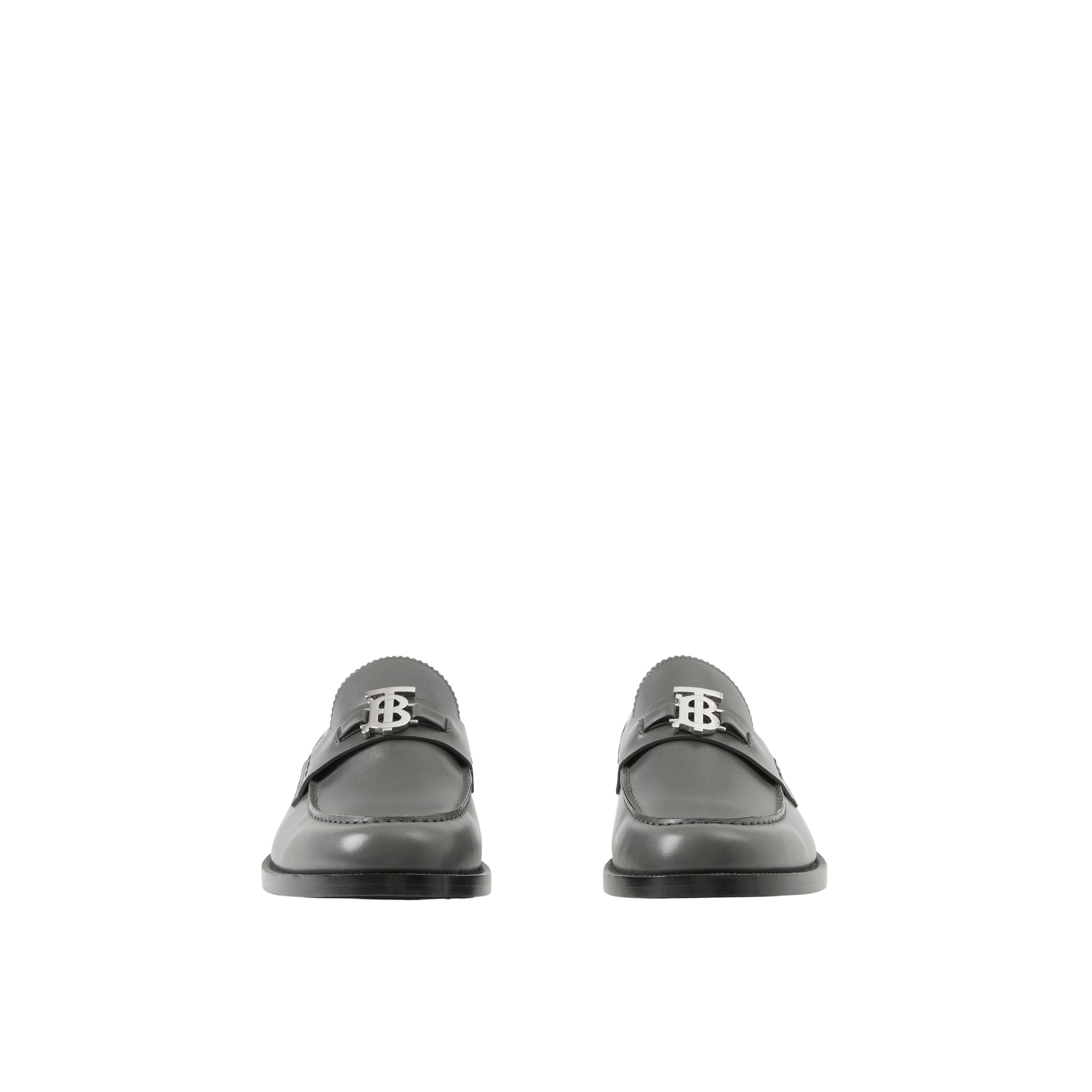 6 qty Mocassins en cuir à motif monogramme - Dark Grey Melange