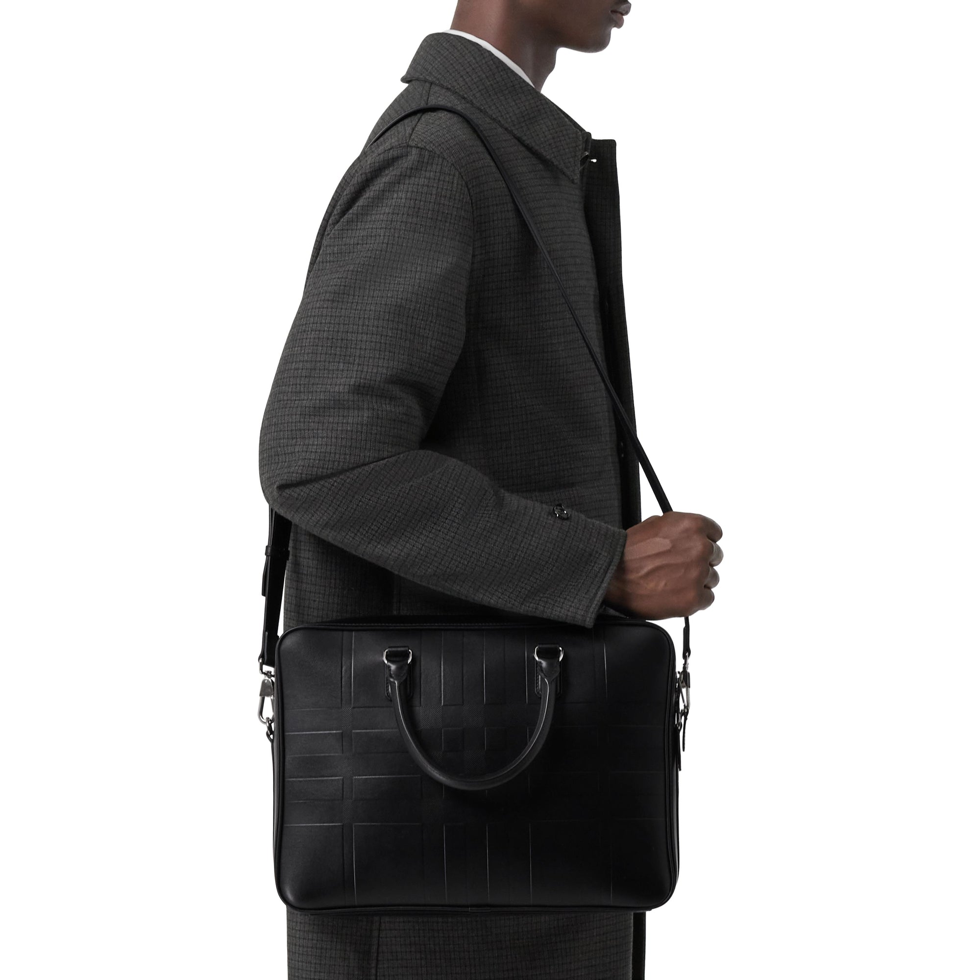 Attaché-case Ainsworth en cuir embossé - Black