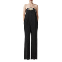 Wool jumpsuit with rider pattern - Black