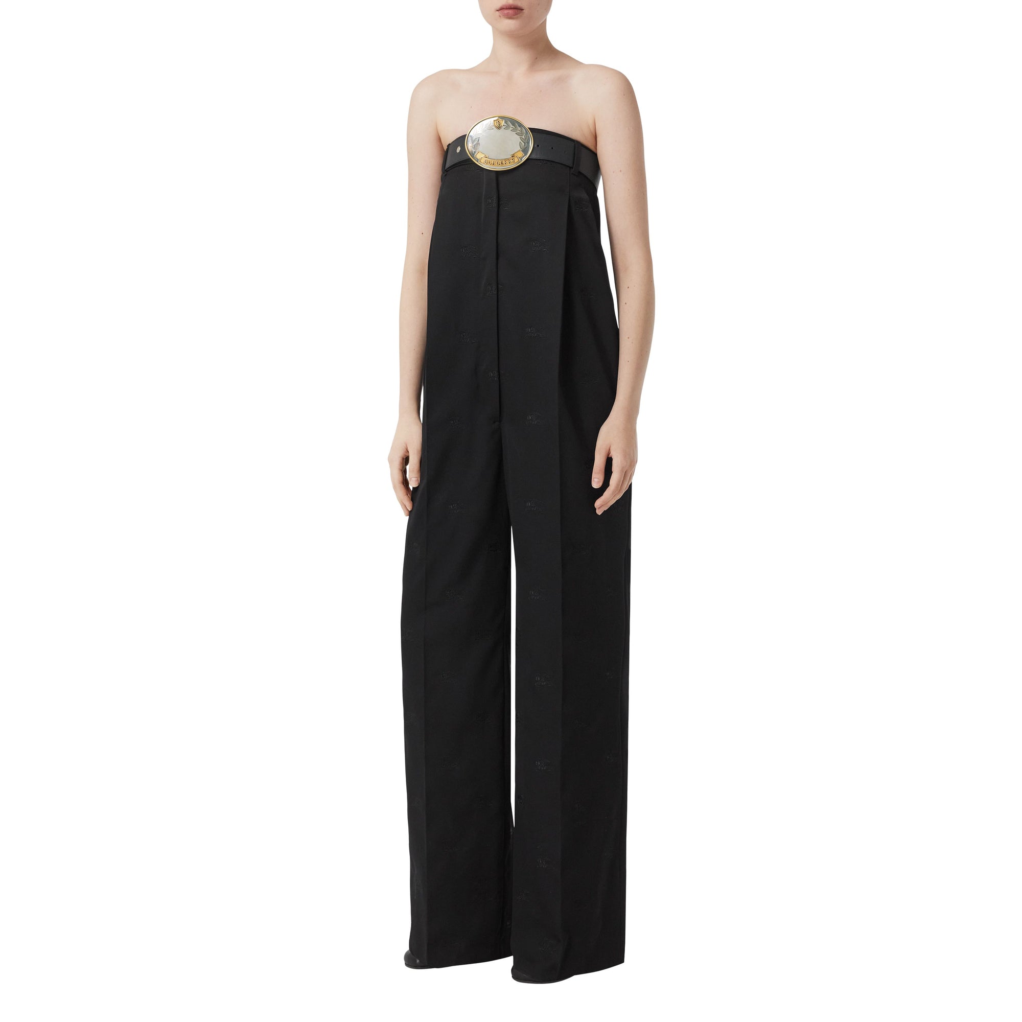 Wool jumpsuit with rider pattern - Black