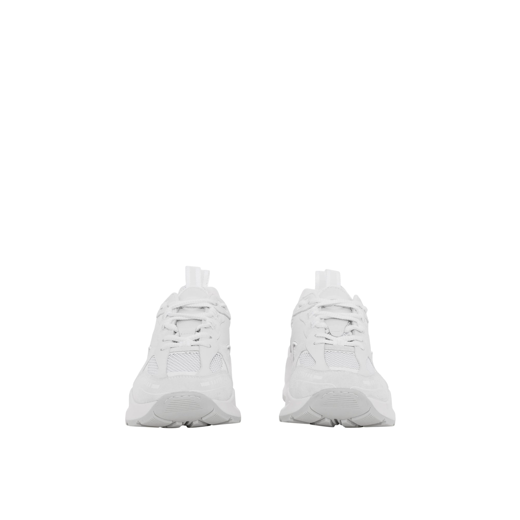 2 qty Sneakers multimatières à logo embossé - White