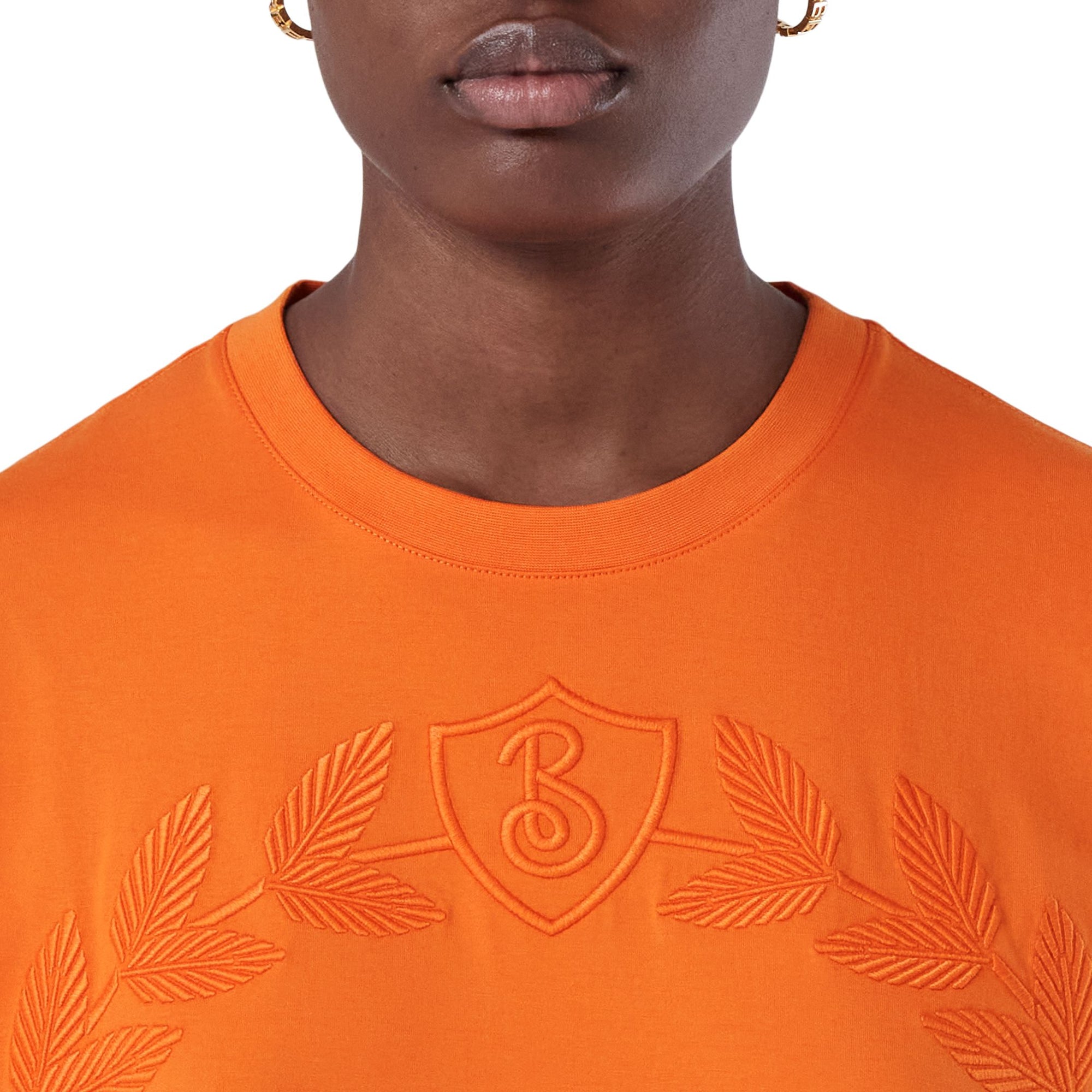 1 qty T-shirt oversize à écusson en feuille de chêne - Bright Orange